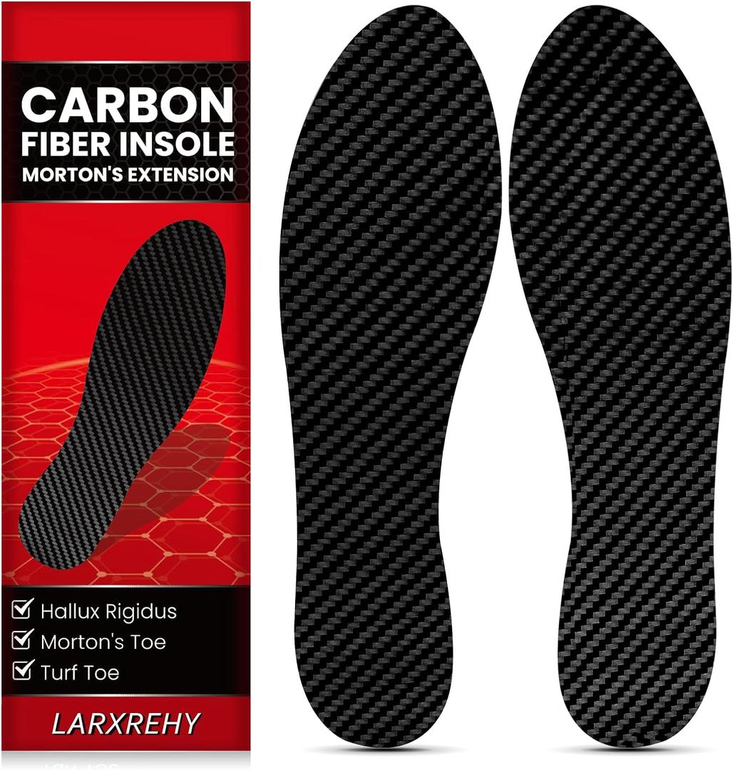 Carbon Fiber Insole for Men & Women 1 Pair: Rigid Shoe Insert for Morton's Toe, Turf Toe, Hallux Rigidus & Limitus, Arthritis - Alternative to Post Op Shoe (245mm, Fit W 8-8.5, Men's 7-7.5)
