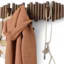 Umbra Picket Coat Rack with 8 Hooks  Walnut Wall-Mounted Coat Rack with Flip-Down Wooden Hooks, Real Pine Wood Decorative Wall Storage for Jackets, Hats, Scarves, Bags, Entryway, Bedroom Living Room