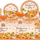 High-end Maple Leaf Pumpkin Tableware Set for Fall Thanksgiving Party Supplies - 161 Pcs Thanksgiving Harvest Disposable Dinnerware Sets of Dessert Plates Cups Napkins Knives Spoons Forks Tablecloth (Orange 2)