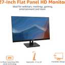 Amazon Basics 27 in IPS Monitor, Full HD 1080P, 75 Hz, Adjustable Stand, HDMI, Display Port, VGA Input, Built-in Speakers, VESA Compatible, Black