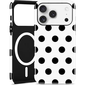 Magnetic Polka Dot Phone Case for iPhone 13 Pro, Compatible with MagSafe, Cute Big White Polka Dots Aesthetic Soft TPU and Hard PC Shockproof Protective Phone Cover for Women Girls-Shiny