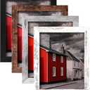 2 x LANDNEOO 8x10 Picture Frame, 4 Pack Woodgrain Wider Frames, Display Pictures 5x7 with Mat or 8x10 Without Mat, Picture Frames Collage Wall Decor or Table Top Display, Multicolour