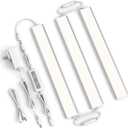 ASOKO Under Cabinet Led Light Plug in, Dimmable Daylight White 4000K, 3 Pack 12 inch Linkable Under Counter Lights 1500lm for Kitchen, Shelf, Workbench, Cupboard, Upgrade ETL Listed Plug 24V