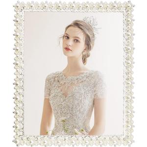 DIKAR 8x10 Wedding Picture Frame, Pearls Diamond Picture Frame for Metal Frame with Glass Front