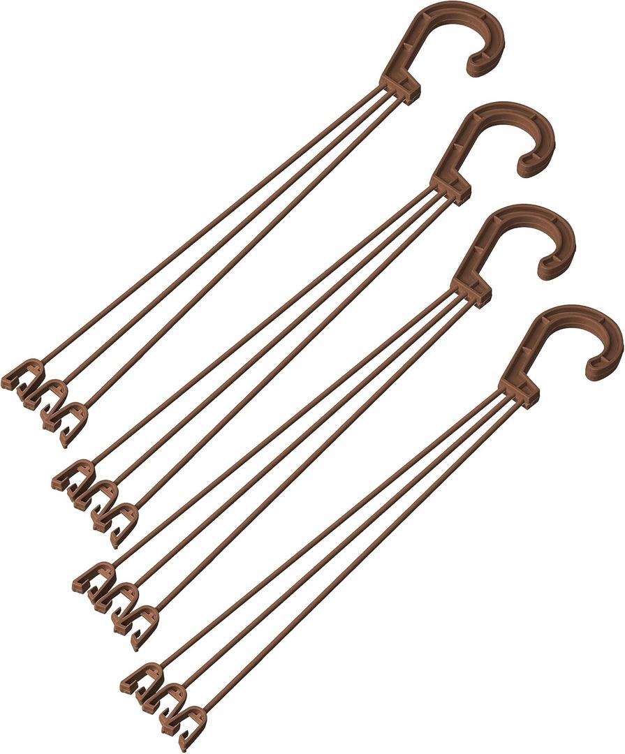 Plant Hanger, 4 Pcs - Flower Hanging Planters for Indoor and Outdoor Plants - Plastic Plant Holder with Hooks, Brown