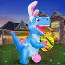 KOOY 6FT Easter Inflatables Outdoor Decoration Inflatable Dinosaur with Two Eggs, Built in LED Lights Blow Up Yard Decoration for Lawn Garden Holiday Party