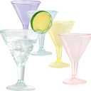 Liacere 24 Pack Colored Plastic Cocktail Glasses - 6.25oz Disposable Martini Glasses - Plastic Margarita Glasses - Perfect for Wedding & Party & Birthday & Christmas & New Year (Colorful)
