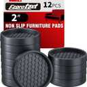 Ezprotekt Non Slip Furniture Pads, 12 Pcs 2" Anti Skid Rubber Furniture Caster Cups, Anti-Slip Furniture Coasters for Hardwood Floors, Anti-Slide Floor Protectors for Bed Couch Stoppers (Black)