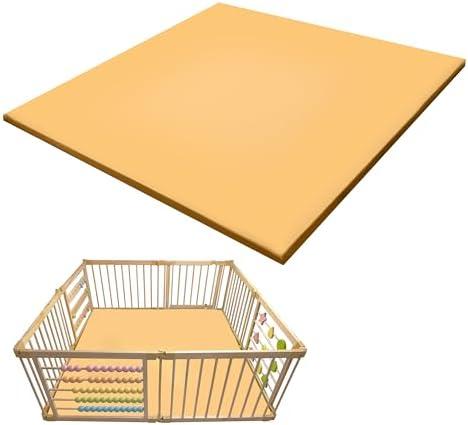 Zety Compatible Baby Play Mat - PU Leather Baby Playpen Mat - Waterproof Baby Play Mats for Floor - 1.5" Thick High Density Foam Play Mat (Colored, 8-Panel) (Beige, 8-Panel)