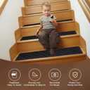 15 Pack 8 "X 30" Non-Slip Carpet Stair Treads for Indoor Wooden Steps, Made of Polyester and Reusable Adhesive, Suitable for Kids Elders and PetsBlack Lines