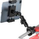 PLDHPRO Tablet Mic Music Holder for iPad Clamp Mount Stand, Microphone Tripod Treadmill Stroller Spin Bike Exercise Handlebar Accessories Compatible iPhone iPad Galaxy Tab 5.1-15.6'' Phones Tablets (2 stage)