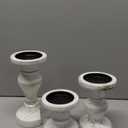 Samhita Set of 3 Wood Candle Holders  Hand Carved Decorative Candle Holder for Living Room or Table Centerpiece