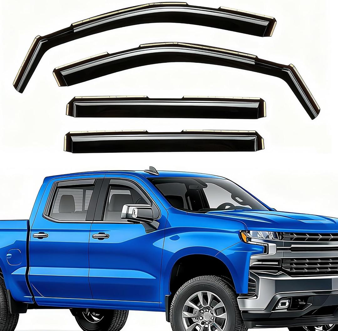 in-Channel Window Rain Guards for Chevy Silverado/GMC Sierra 1500 2019-2025 Crew Cab
