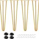 16 Inch Hairpin Legs Metal - 1/2 Dia 3 Rods Design - Mid Century Furniture Table Legs, DIY Furniture Hairpin Feet Gold for Nightstand, Coffee Table and TV Stand, Set of 4