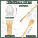 Matcha Whisk with Matcha Whisk Holder Bamboo Whisk Scoop Spoon Unique Gifts for Women Men Girl Friend Home Kitchen Decor Gifts for Tea Enthusiasts White