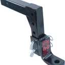 TOPTOW 64189 AdjustableTrailer Hitch Ball Mount with 5/8 inch Hitch Pin, 10 inch Drop Max, Fits 2 inch Hitch Receiver, Matte Black