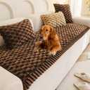 Mivnue Pet Couch Cover Dogs Washable Sofa Protector Non Slip Fuzzy Couch Pads Pet Friendly Dog Mat for Couches and Sofas (27.6" x 59.1", Dark Brown)