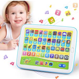 PLAY Bilingual Spanish & English Learning Toys for Toddlers 1-3, Kids Interactive Learning Tablet, Childrens Alphabet ABC/Words/Numbers/Colors Learning Pad, Education Toy for Babies 24 Month+, Large