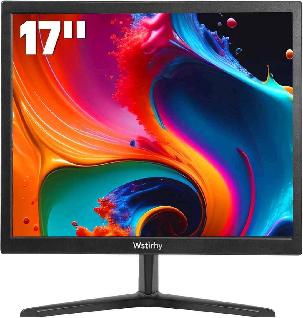 17 Inch PC Monitor, 1280x1024 4:3 LED HDMI/VGA Monitor, 60Hz, 5ms, Built-in Speakers, VESA Mountable, Black for Home, Office, and Gaming