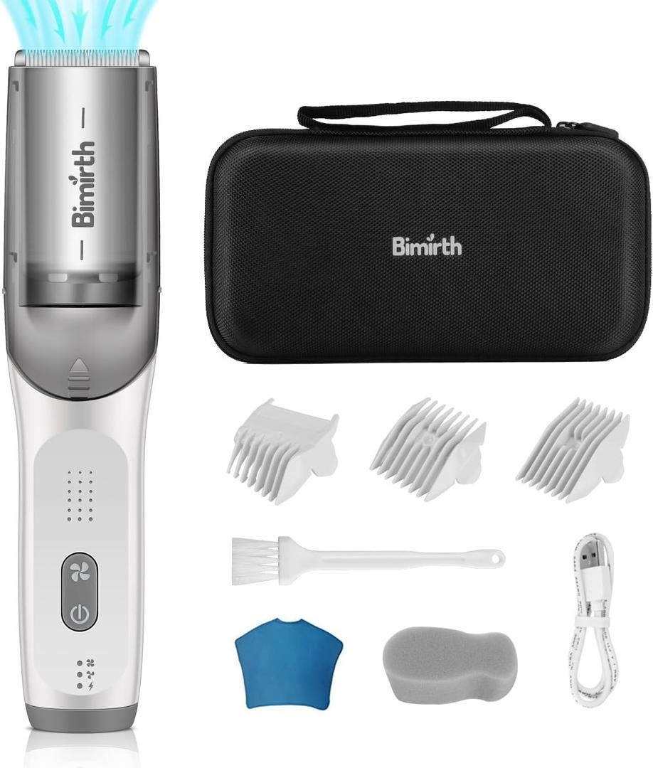 Baby Hair Clipper with Vacuum - Hair Trimmer for Kids and Toddlers - Waterproof, Rechargeable, Cordless Hair Cutting Machine for Children (with Bag)