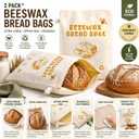 2-Pack Extra Large Beeswax Bread Bags with Zipper Seal Reusable Bread Storage Bags, Eco-Friendly Natural Beeswax Lining, to Keep Homemade Bread Fresh for Sourdough & Artisan Loaves (yellow) | with Zipper, reusable