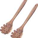 3 x Wooden Pasta Spoon Spaghetti Fork 12.8 Inch Long Hand Pasta Serving Kitchen Utensils Acacia Wood Pasta Forks Spatula Tool Noodle Spoon