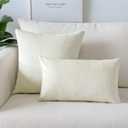Artscope Luxury Velvet Pillow Covers Super Soft Decorative Square Throw Pillow Covers Case Cushion Covers for Sofa Couch Bedroom Car Decor 12x20 Inch Cream White
