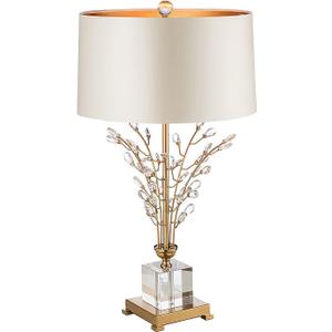 Glass Table Lamp Modern Bedside Lamp Decorative with Metal Base White Linen Fabric Lampshade Modern Bedside Lamp for Bedroom Living Room Elegant Nightstand Lamp Crystal Decoration for Office Desk