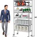 YNN Storage Shelves,6000Lbs 6 Tier Heavy Duty Metal Rolling Shelving Unit with Wheels & 8 Hooks, Adjustable Garage Wire Rack for Kitchen, Bathroom,Industrial,Pantry(36" W x 14" D x 72" H, Chrome)