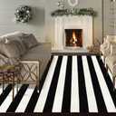 LEEVAN Outdoor Rug 5x8' Black and White Patio Decor Rug, Cotton Washable Indoor Outdoor Rug, Farmhouse Woven Porch Front Rug Reversible Foldable Rug Layered Door Mat for Porch/Front Door/Entrance (5' x 7'10" (Rectangular))