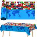 party greeting International Decoration 1181 x 52 Inch International Table Cover Roll World Flag Birthday Tablecloth Plastic Table Cloth Retirement Supplies
