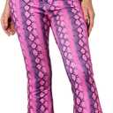 WDIRARA Women's Elastic High Waist Allover Print Floral Bell Bottom Flare Leg Long Pants (XL)