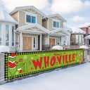 Large Welcome To Whoville Banner for Fence Whoville Christmas Xmas Winter Holiday Decorations Outdoor Outside Fence for Home