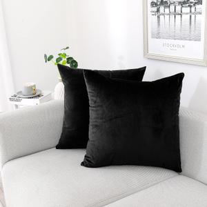 NiNi ALL Decorative Throw Pillow Covers Pack of 2, Velvet Throw Pillow Cases for Couch Pillows Cover Bedroom Living Room Outdoor, Pillow Covers 18x18 Inch Black