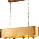 42” Brass Metal Linear Chandelier 4-Lights Adjustable Modern Industrial Pendant Light for Kitchen Island Dining Room Living Room, UL Listed