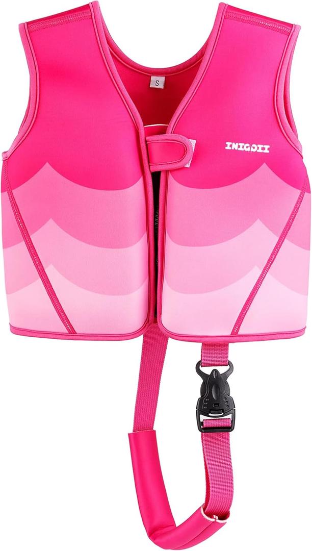 Toddler Swim Vest, Swim Jacket for Kids, Infant Swim Trainer Vest with Adjustable Safety Strap (Large(5-7 years/38-55 lbs), pink)