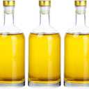 Clear Glass Bottles 25 oz (750 ml) 3 - Pack for Beverages Drinks Oil Vinegar Kombucha Beer Water Soda with Cork Stopper Airtight Lid