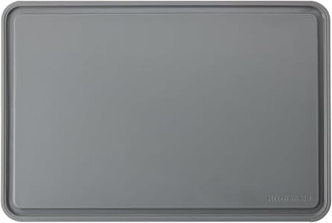 KitchenAid Classic Plastic Cutting Board with Perimeter Trench and Non Slip Edges, Dishwasher Safe, 12 inch x 18 inch, Gray