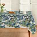 Horaldaily Chinoiserie Tablecloth 60x140 Inch Rectangular, Seasonal House Trees Vintage Style Mountain Fall Washable Seasonal Table Cover for Party Picnic Dinner Decor (Green)