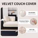 Velvet Couch Cover, Washable Sectional Sofa Cover, Anti Slip Sofa Slipcovers for 3 Cushion Couch Sofa L Shaped Recliner, Furniture Protector Covers for Pets Kids(White, Only 1 PCS),1pc/36"x 71"/Rectangular