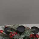 Christmas Candle Holder with 3 Trays Christmas Table Centerpieces with Bowknot, Baubles, Berries & Pine Needles for Party Table Holiday