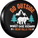 Spare Tire Covers for Trailers,Funny Bear Go Outside Wheel Protectors Waterproof Sun Protection Universal Fit for Trailers Rv SUV Truck Camper Travel Trailer Accessories,17 inch (17" fits for tire Diameter 80-83cm/31.5-33in)