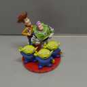 Disney Precious Moments Figurine Toy Story - Bundle with 6" Porcelain Bisque Figurine Featuring Woody, Buzz Lightyear, Green Aliens Plus Stickers | Toy Story Decorations