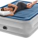 Intex: Dura-Beam Deluxe Comfort-Plush Air Mattress - 22" Queen Blue - Built-in Electric Pump, Durable Fiber-Tech, Carry Bag Included, 600lb Capacity