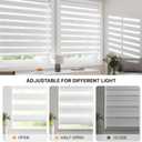 LazBlinds No-Drill Cordless Zebra Blinds - Dual Layer Light Filtering & Room Darkening, Free-Stop Lift, Easy Install, Day & Night Privacy with Valance for Window 24.5" W x 72" H, White