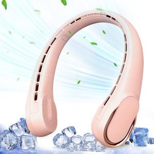 Portable Neck Fan, Neck Fans for Women, 4000 mAh Rechargeable Personal Fan,360 Hands Free Bladeless Fan, 3 Speeds Adjustable, Faster Cooling, Super Quiet, Suitable for Home, Office, Travel (Pink)