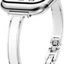 Mosonio Slim Bracelet Bands for Apple Watch Women, Elegant Thin Metal Band with Embedded Silicone Accents for iWatch, Easy-Adjust Link Strap Compatible with Apple Watch Series 11/10 (42mm), Series 9/8/7 (41mm), Series 6/5/4/SE (40mm), Series 3/2/1 (38mm)