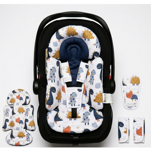 Infant Car Seat Insert, Enlarged Head Support For Baby Carseat, Reversible Newborn Insert With 3 Strap Covers, 2-in-1 Baby Car Seat Cushion for Stroller, Swing, Bouncer, Rocker, Pack of 2