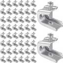 Hicarer 50 Pcs 1/4" x 20 Beam Clamp Steel Screw in Hooks for Flanges Strong Threaded Rod Wire Ring with Harden Point Screws