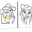 RUURUU 2Pcs Framed Black and White Funny Bathroom Canvas Wall Art Black and White bathroom Modern Abstract Posters Prints Wall Dcor Black and White Pictures Artwork for Guest Toilet Walls 12x16inches